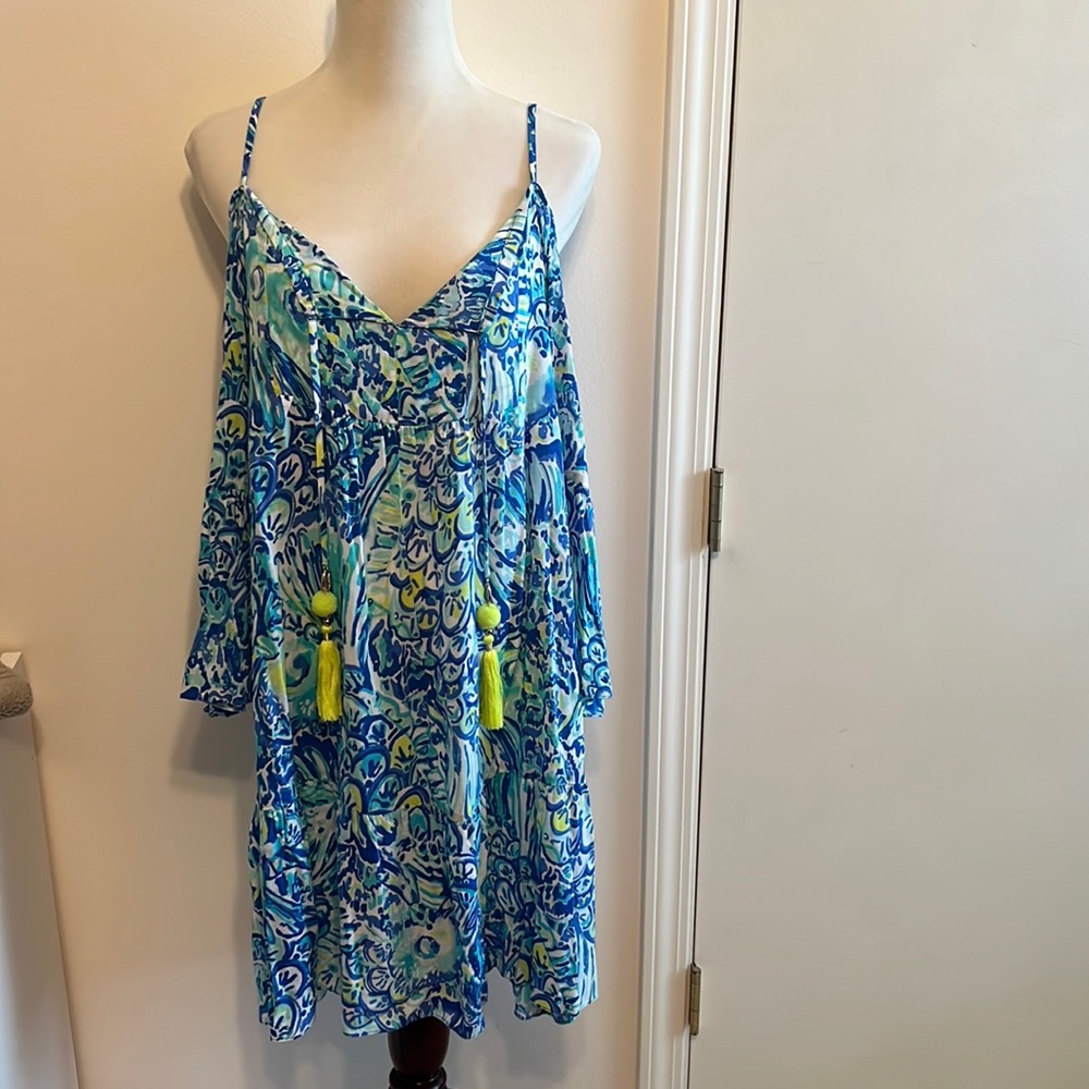 Darling Lilly Pulitzer dress-flowy and cool. Beautiful colors. Very flattering!
